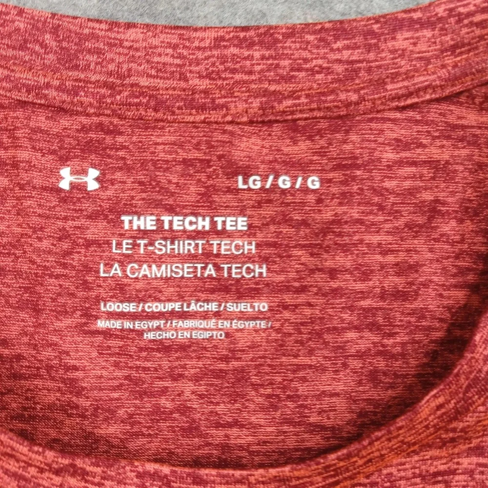 Under Armour Tech Tee Shirt Mens‎ Large Red Heather Loose Fit Athletic Training